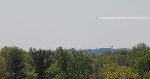 Washington, DC / USA - May 2, 2020: The US Navy Blue Angels and Air Force Thunderbirds took to the skies to thank health care workers and first responders for their work during the COVID-19 pandemic.