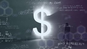 Animation of a man silhouette standing by a shiny American dollar sign over mathematics equations. Finance business stock market global data processing concept digitally generated image. - Powered by Shutterstock - Get 15% off with code: PIKWIZARD15