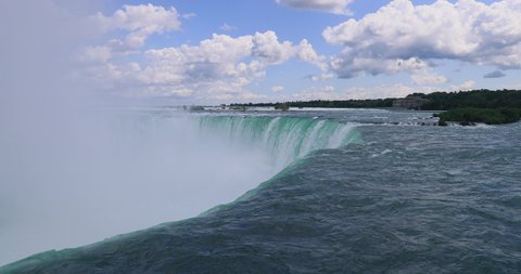 Niagara Falls beautiful horseshoe brink Canada. International border USA New York and Canadian province Ontario. honeymoon vacation destination.