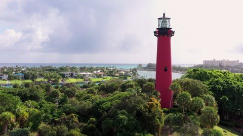 JUPITER, FLORIDA - DECEMBER 10: Inlet Lighthouse establishing in Jupiter, Florida on December 10, 2019.