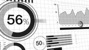 3D animation black on white background of corporate charts and bar graphs. - Powered by Shutterstock - Get 15% off with code: PIKWIZARD15