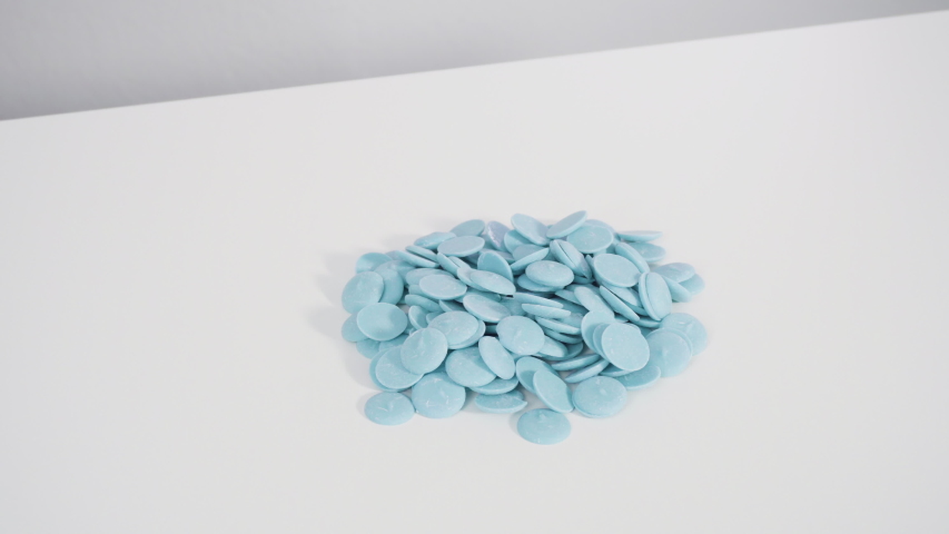 Color chocolate chips ready to be used in the recipe.