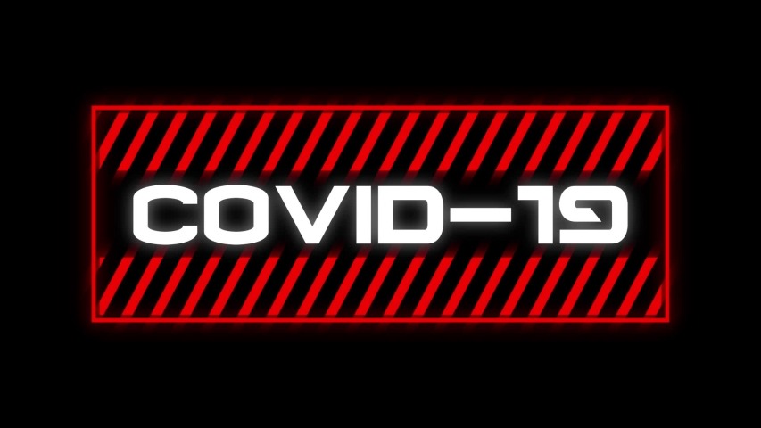 Animation of the word Covid-19 written in white letters in red frame on black background. Global pandemic coronavirus Covid 19 outbreak social distancing and self isolation in quarantine lockdown | Shutterstock HD Video #1051679230
