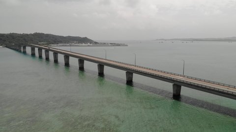 Japan The bridge that connects to Okinawa Island The sea is beautiful