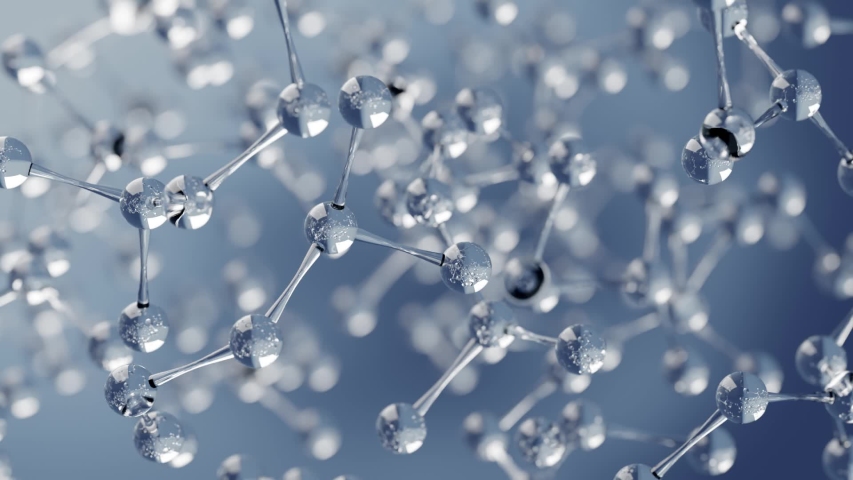 Abstract glass molecules floating in blue fluid background with selective focus, environment, water or clean energy concept | Shutterstock HD Video #1051686358