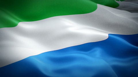 Sierra Leone flag Motion Loop video waving in wind. Realistic Salone Flag background. Sierra Leone Flag Looping Closeup 1080p Full HD 1920X1080 footage. Sierra Leone Africa country flags footage video
