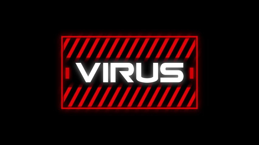 Animation of the word Virus written in white letters in red frame on black background. Global pandemic coronavirus Covid 19 outbreak social distancing and self isolation in quarantine lockdown concept | Shutterstock HD Video #1051689364