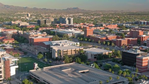 Tucson, Arizona, USA: 30 April 2019. Aerial flying over the University of Arizona, Tucson, Arizona, USA 