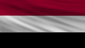 Flag of YEMEN. Seamless 4k full realistic flag waving against background.