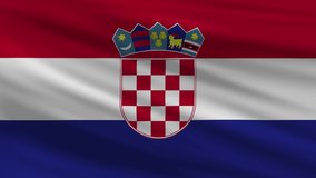 Flag of CROATIA. Seamless 4k full realistic flag waving against background.