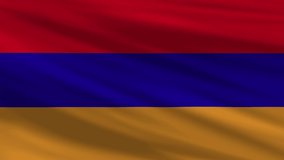 Flag of ARMENIA. Seamless 4k full realistic flag waving against background.