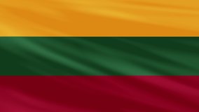 Flag of LITHUANIA. Seamless 4k full realistic flag waving against background.