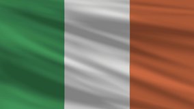 Flag of IRELAND. Seamless 4k full realistic flag waving against background.