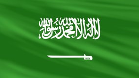 Flag of SAUDI ARABIA. Seamless 4k full realistic flag waving against background.