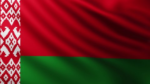 Large Flag of Belarus fullscreen background fluttering in the wind with wave patterns