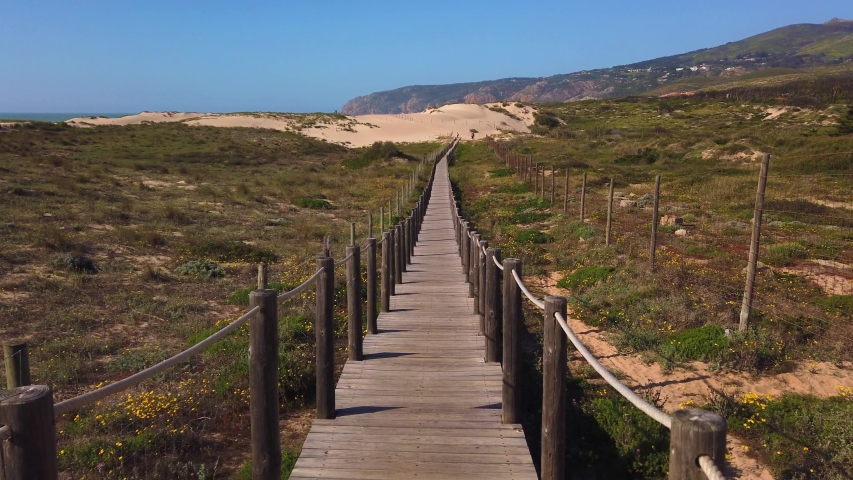 Wooden pathway over the dunes