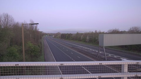 Empty motorway during Covid 19 Coronavirus lockdown. Quarantine in Edinburgh, M8, Scotland, UK.
