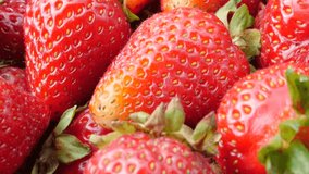 Red strawberries on group arranged 4K 2160p UltraHD footage - Red strawberry fruit tasty food background 4K 3840X2160 UHD video