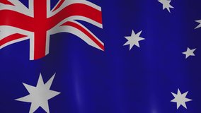 Australia background flag waving fabric ensign. Australian national banner and closeup patriotic symbol - seamless loop animation video