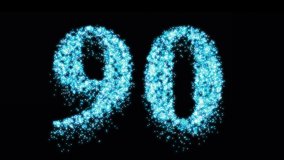 Ninety firework celebration number or blue neon celebration. Ninetieth birthday or anniversary party sparkles - video animation - Powered by Shutterstock - Get 15% off with code: PIKWIZARD15