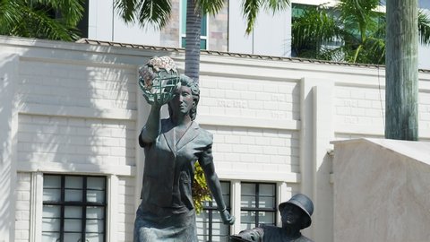 GEORGE TOWN, GRAND CAYMAN, CAYMAN ISLANDS - FEBRUARY 11, 2020: Sculpture Aspiration at Heroes Square.