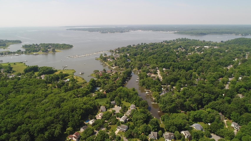 An aerial view of Annapolis - the capital city of Maryland.