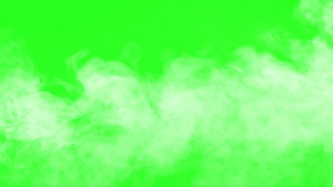 White Smoke Curtain Slowly Flows. Remnants of white smoke slowly floating to the right clearing the alpha channel screen. Perfect single color chromakey