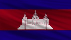 Flag of CAMBODIA. Seamless 4k full realistic flag waving against background.