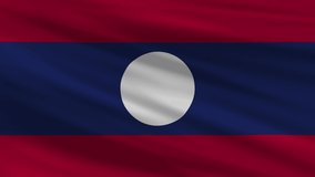 Flag of LAOS. Seamless 4k full realistic flag waving against background.