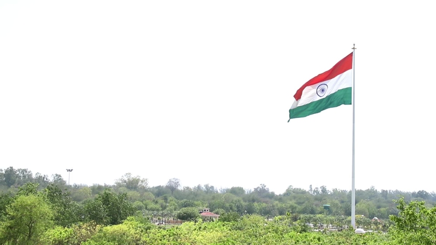 Indian National Flag waving in the park in india 2020