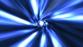 Abstract trembling interstellar wormhole vortex. Fast and lightspeed flight through the blue tunnel to another dimension. 4K UltraHD motion graphic loop animation.