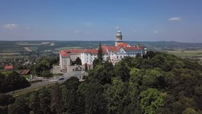 Aerial panorama of Benedictine Pannonhalma Archabbey near Gyor, Hungary