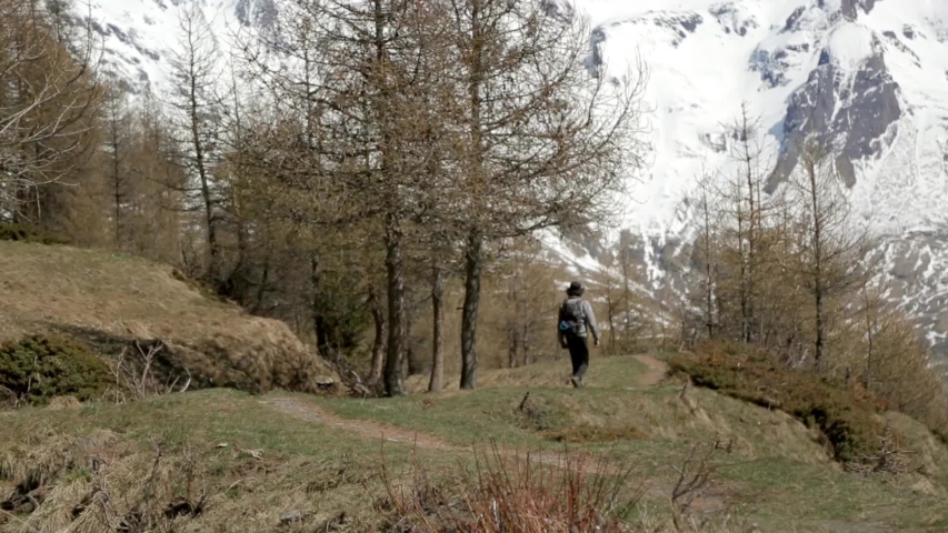 Man walking in the mountains