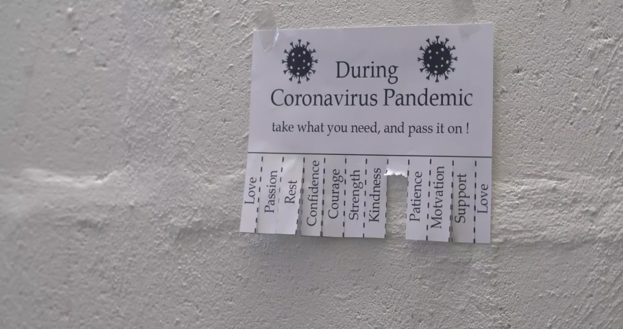 Virus pandemic close up, taking some well deserved rest, tear off poster