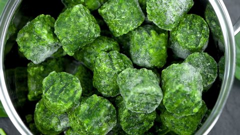 Portion Of Frozen Spinach Cubes Stock Footage Video 100 Royalty Free Shutterstock