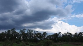 Dark clouds before rain in sunny day, video hd