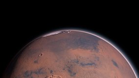 Mars Planet Rotating in the outer space.. Orbiting Planet Mars. Traveling to the red planet Mars in space. Elements of this video furnished by NASA.