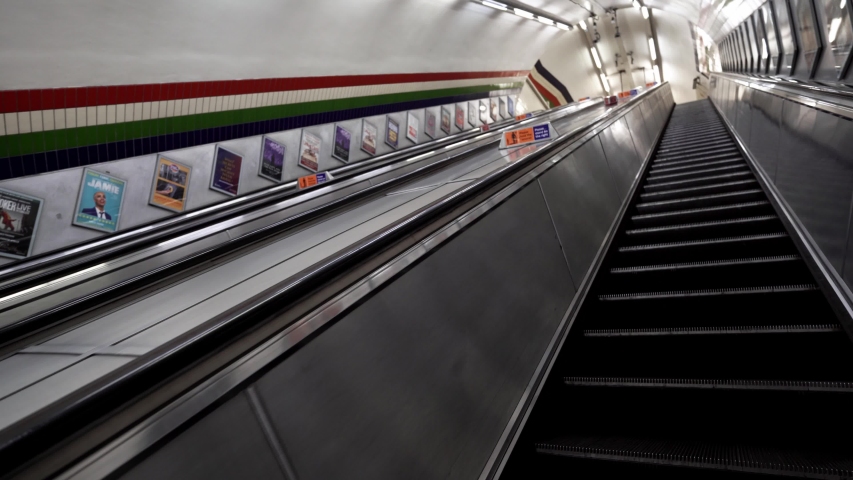 Метро сток. Wooden escalator Underground.