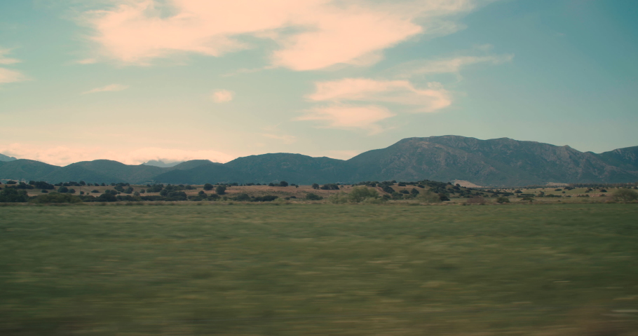 Beautiful countryside scenery in South Sardinia, Italy, dolly right