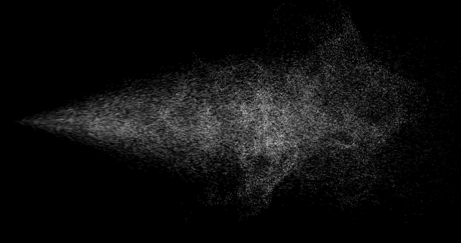 Water spray dust. Spraying mist effect of air gun sprayer droplets jet isolated on black background
