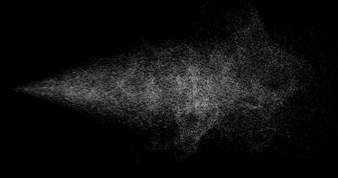 Water spray dust. Spraying mist effect of air gun sprayer droplets jet isolated on black background