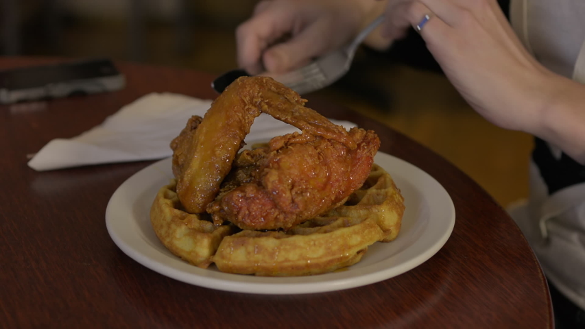 Chicken and Waffles Plate Fried Soul Food 