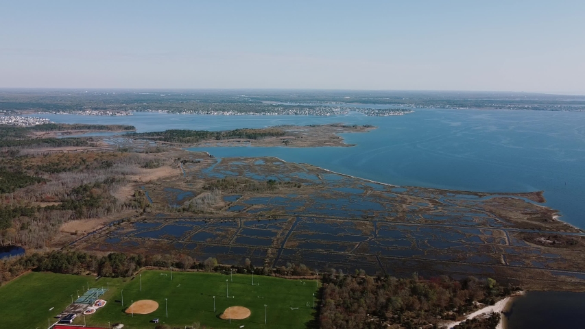 Aerial panoramic shot of Connecticut. Middletown is a city located in neighborhood,, suburb. Real estate,, along the Connecticut River.