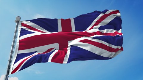 United Kingdom Flag Loop. Realistic 4K. 30 fps flag of the UK. United Kingdom waving in the wind.Britain Seamless loop with highly detailed fabric texture. Loop ready in 4k resolution
A