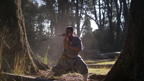 Man Practicing Kung Fu Shaolin