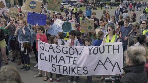 Glasgow / United Kingdom (UK) - 08 03 2019: Youth Climate Strikes in glasgow