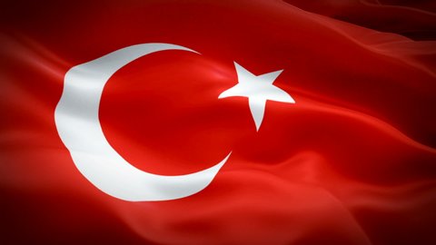 Turkey waving flag. National 3d Turkish flag waving. Sign of Turkey seamless loop animation. Turkish flag HD resolution Background. Turkey flag Closeup 1080p Full HD video for presentation
