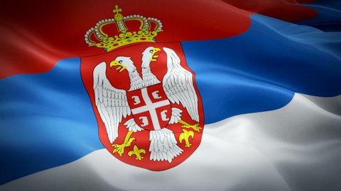 Serbia waving flag. National 3d Serbian flag waving. Sign of Serbia island seamless loop animation. Serbian flag HD resolution Background. Serbia flag Closeup 1080p Full HD video for presentation
