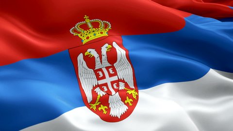 Serbian flag Closeup 1080p Full HD 1920X1080 footage video waving in wind. National ‎Belgrade‎ 3d Serbian flag waving. Sign of Serbia seamless loop animation. Serbian flag HD resolution Background 108