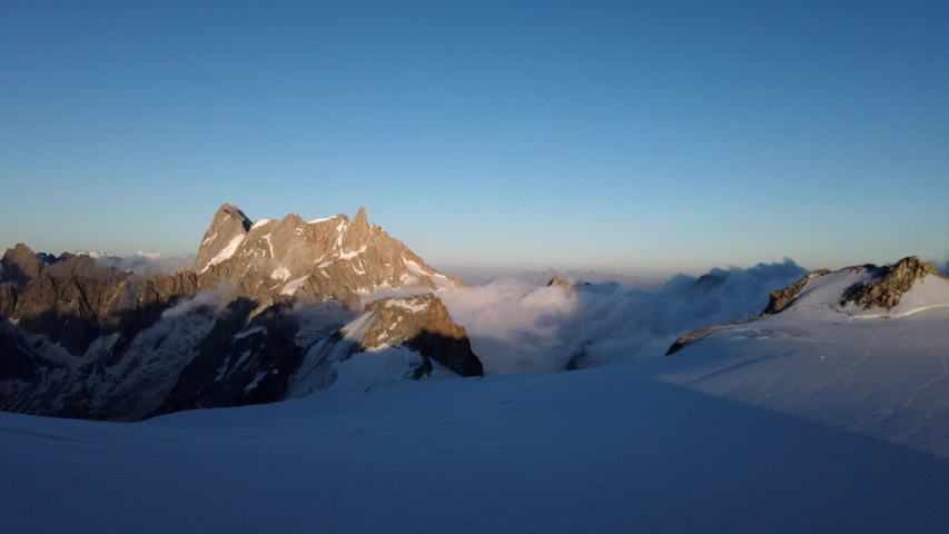 Grand Jorasses Massif timelapse from The Cosmiques Hut in evening lights, Chamonix-Mont-Blanc, France